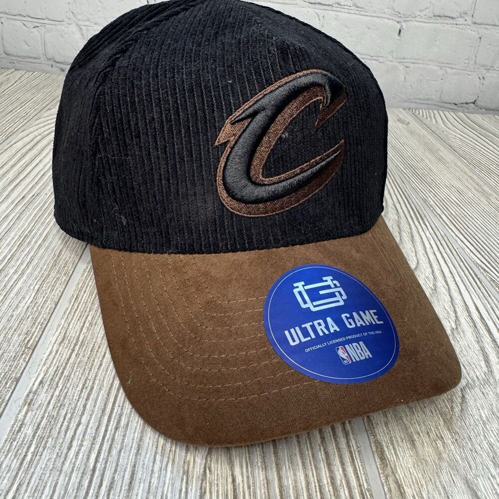 Cleveland Cavaliers Cavs Corduroy Hat Adj Snapback Black Tan Suede Bill Logo NBA